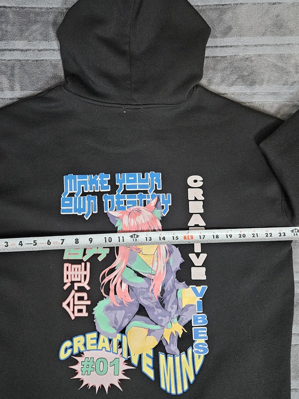Orange Kiss Black Neko Otome Anime Girl Graphic Zip-Up Hoodie Size L